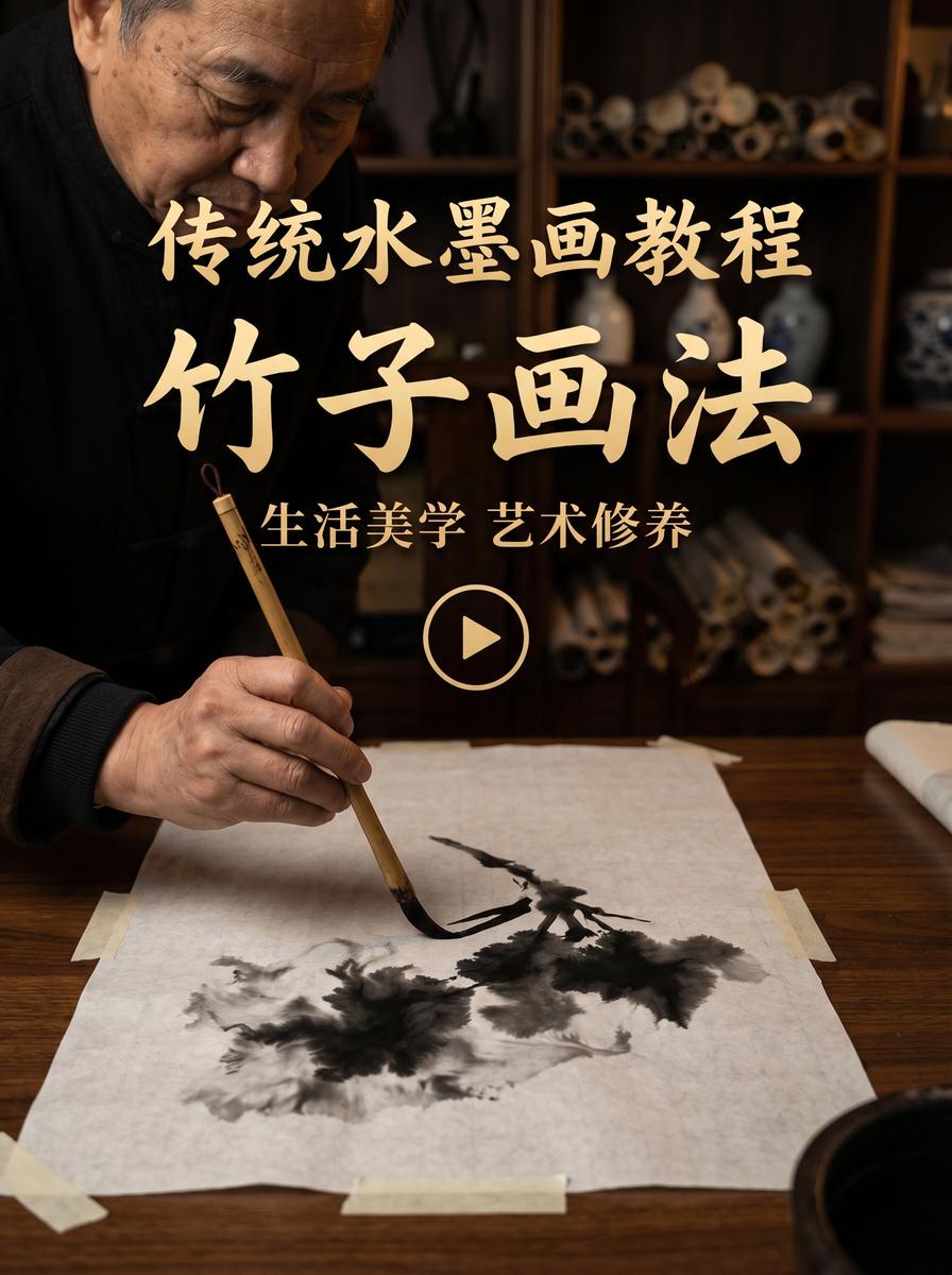 17C 水墨画视频教程：竹子画法入门与笔墨技法 - uobscoi.cn